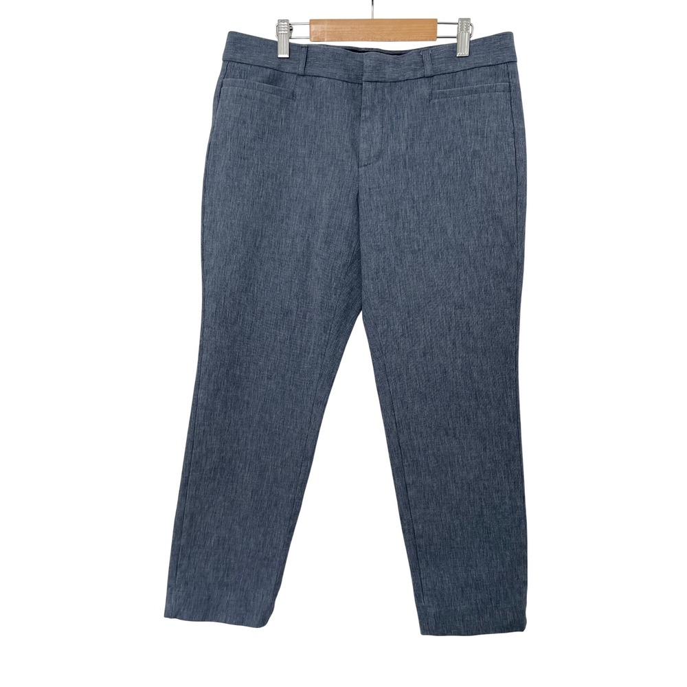 Banana Republic Sloan Texture Pants 10  Heathered Navy Slim Ankle Stretch Office